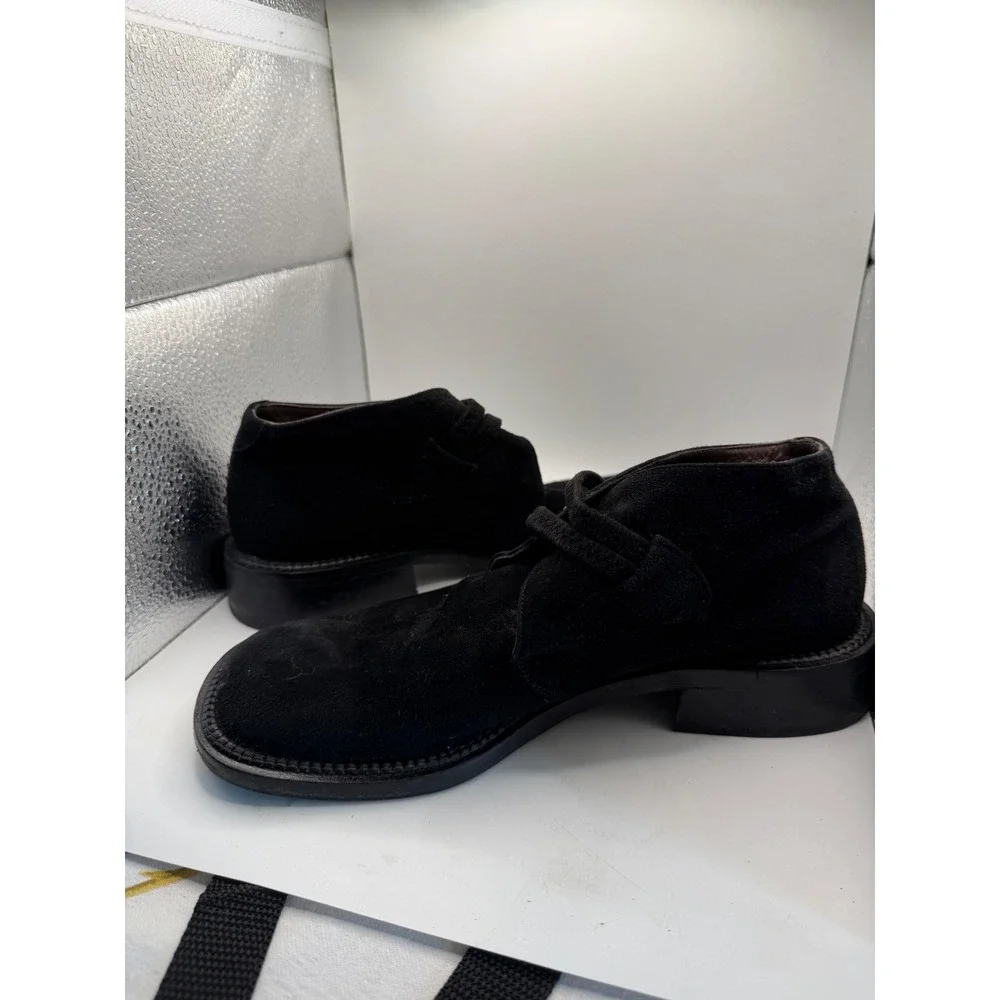 Goffredo Fantini Black Suede Chukka Boots Italy Metal Toggle Square Toe Mens 37‎